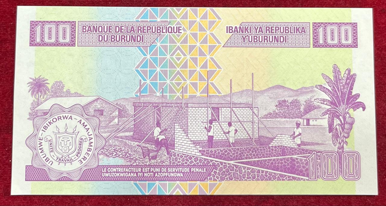 Burundi 100 Francs Large GEM UNC Rare Note