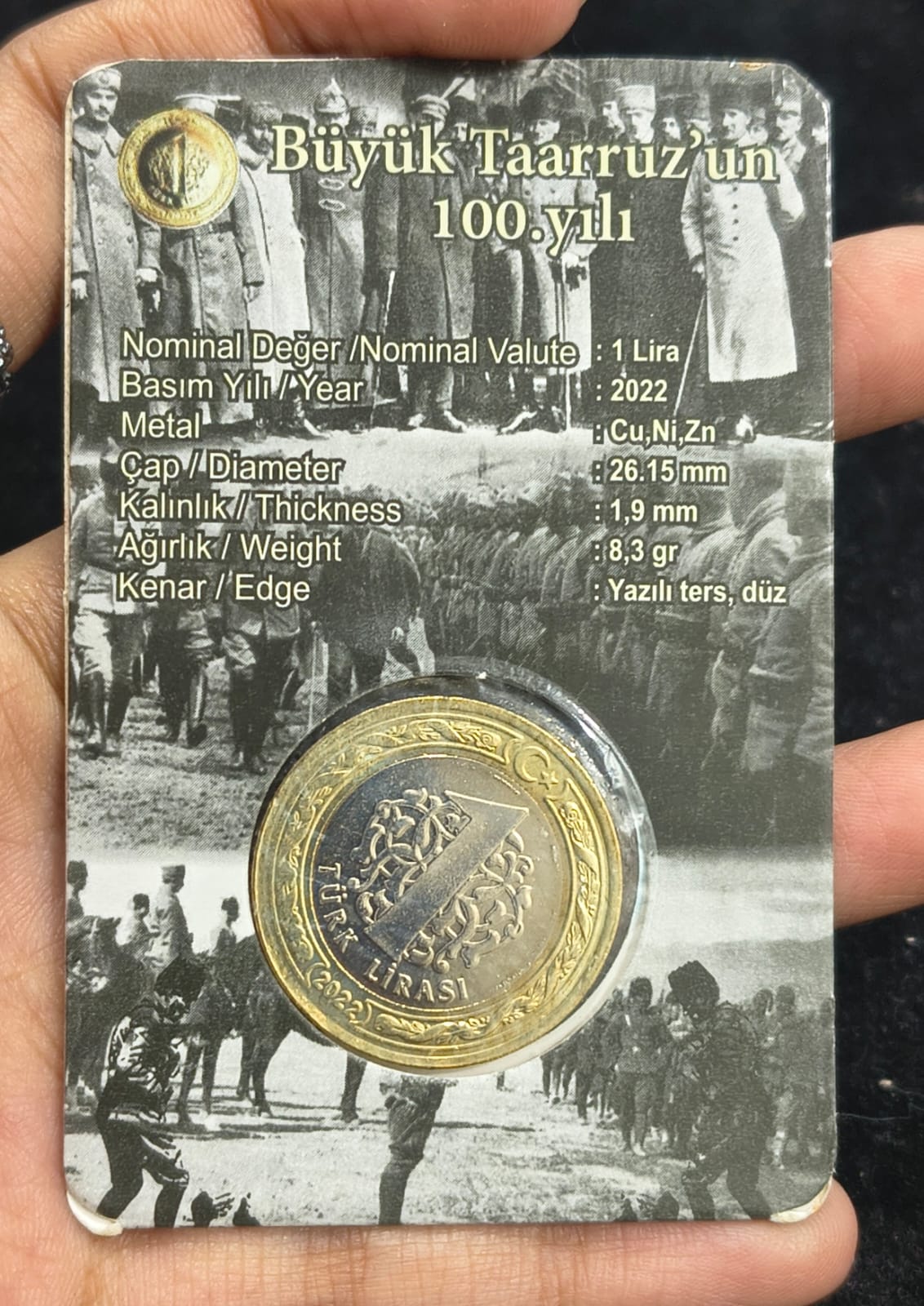 Turkey 1 TURK Lira Commemorative Rare Bimetallic Mint Pack ATM CARD Coin