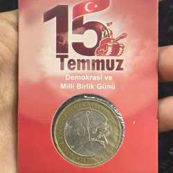 Turkey 1 TURK Lira Commemorative Rare Bimetallic Mint Pack ATM CARD Coin
