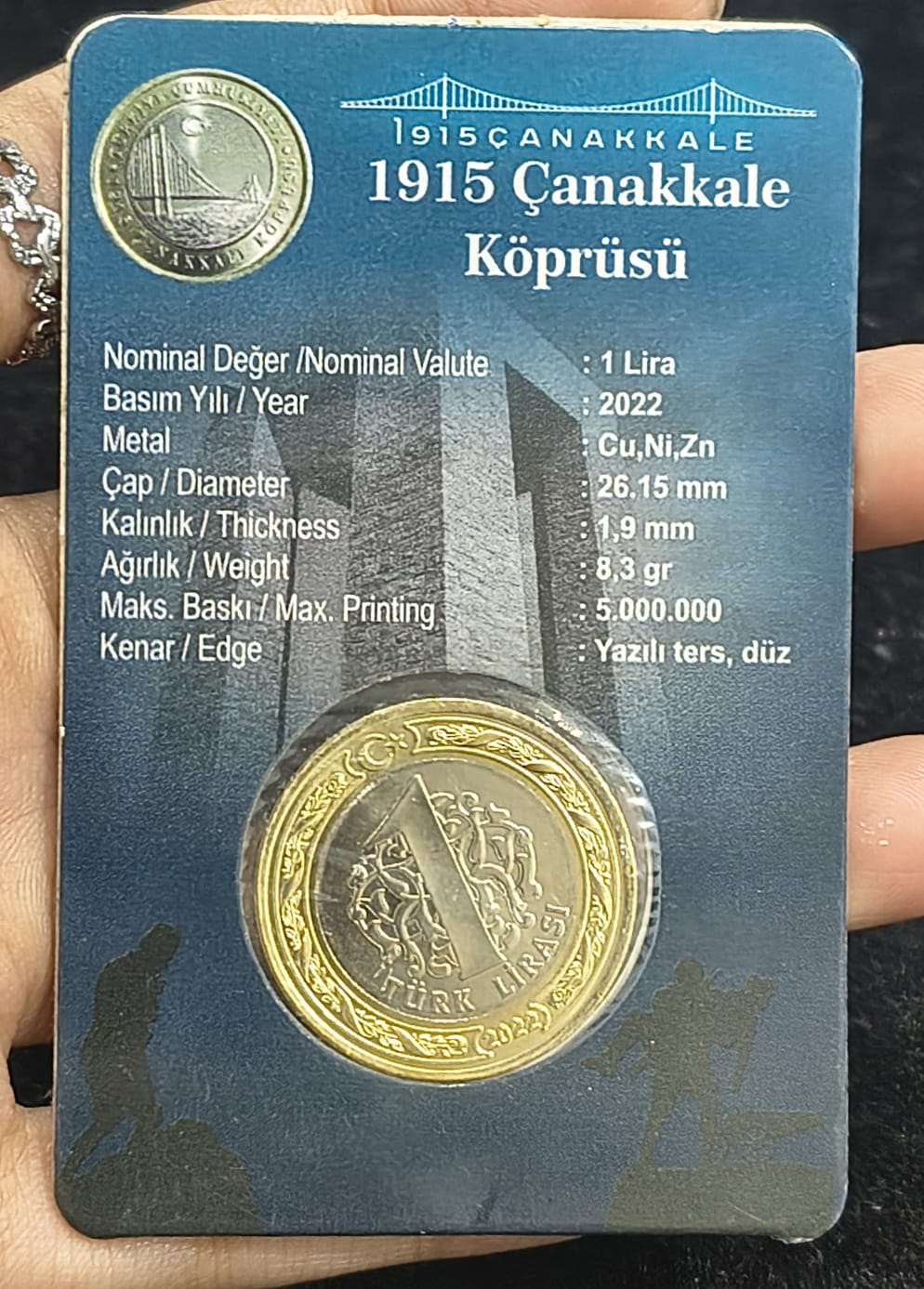 Turkey 1 TURK Lira Commemorative Rare Bimetallic Mint Pack ATM CARD Coin