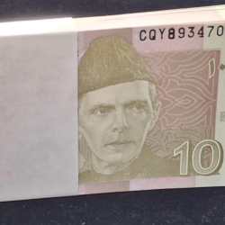 Pakistan Muhammad Ali Jinna 10 Rupees 2025 GEM UNC Rare (100 Note) Serial Packet with Fancy Number Ending 786