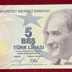 Bankasi 5 BES TURK Lirasi GEM UNC Bank Note