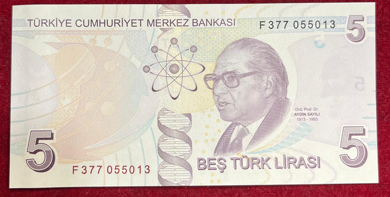 Bankasi 5 BES TURK Lirasi GEM UNC Bank Note