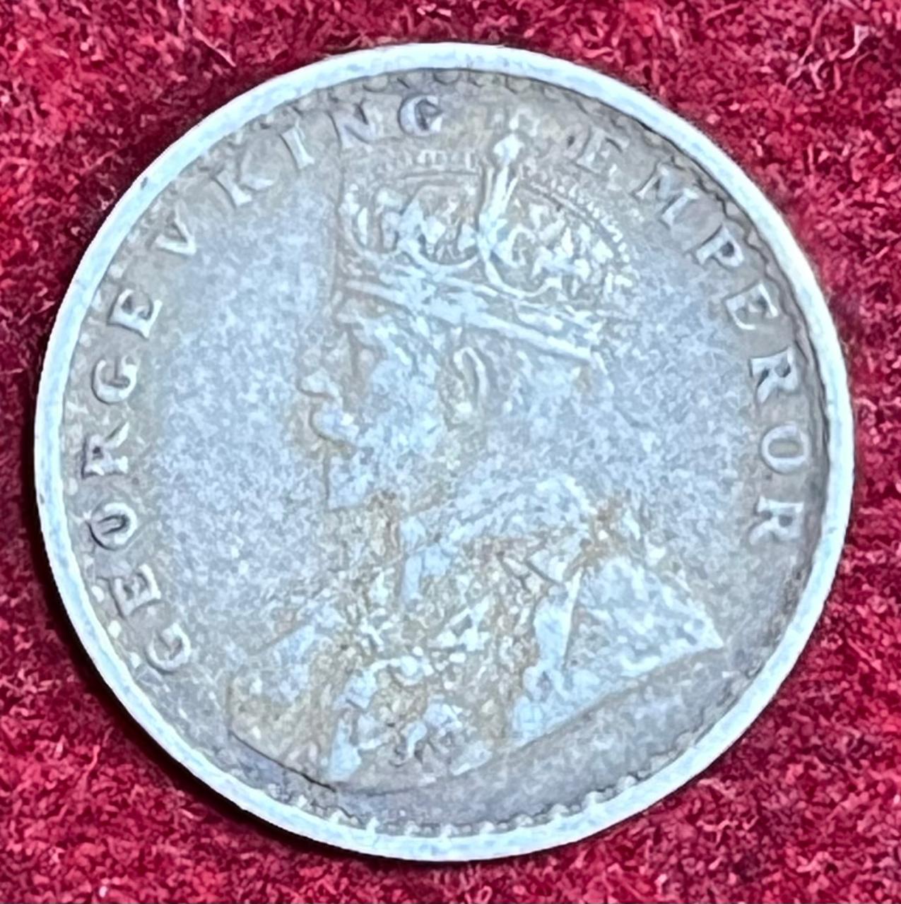 2 annas british india silver 1914 george V rare coin # z-1312