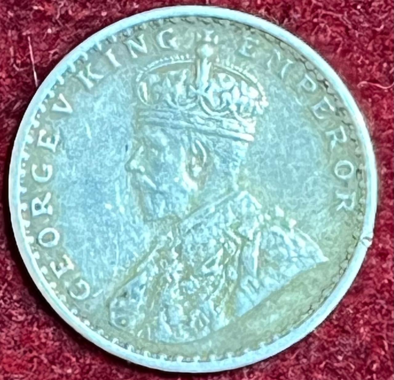 2 annas british india silver 1917 george V rare coin # z-1313