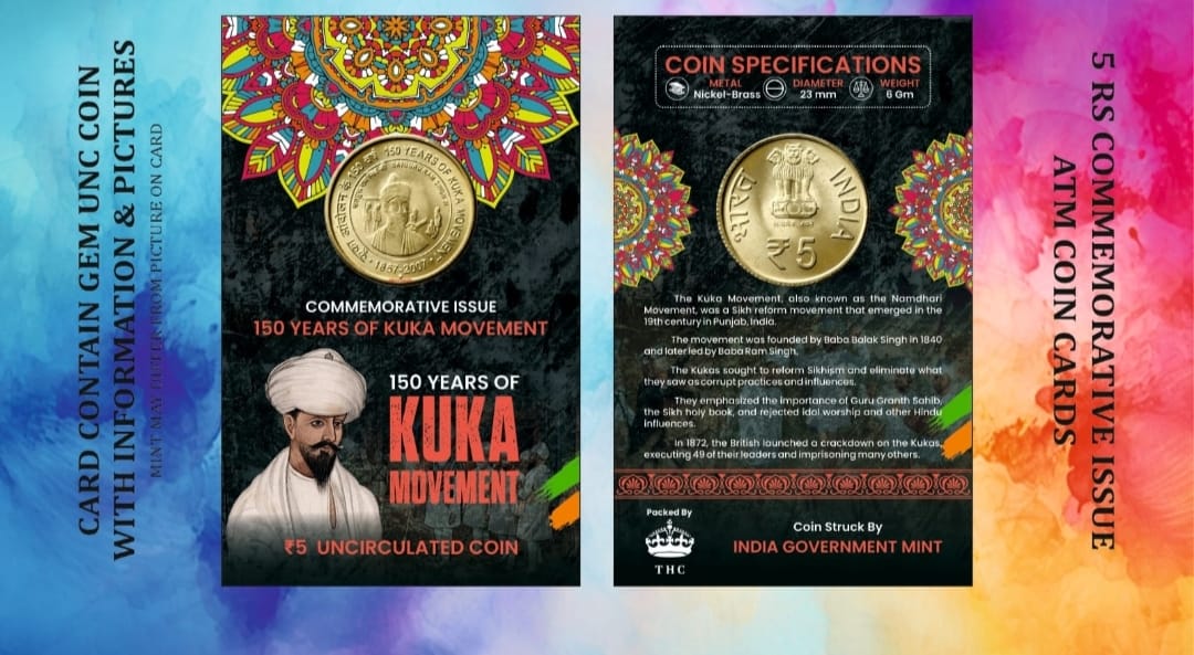 5 Rs. 150 Years KUKA Movement rare Commemorative Coin Card Special Edition