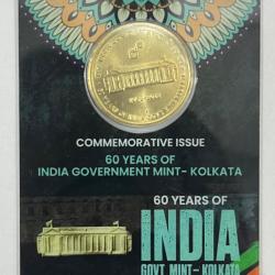5 Rs. 60 Years of India Government Mint-Kolkata rare Commemorative Coin Card Special Edition