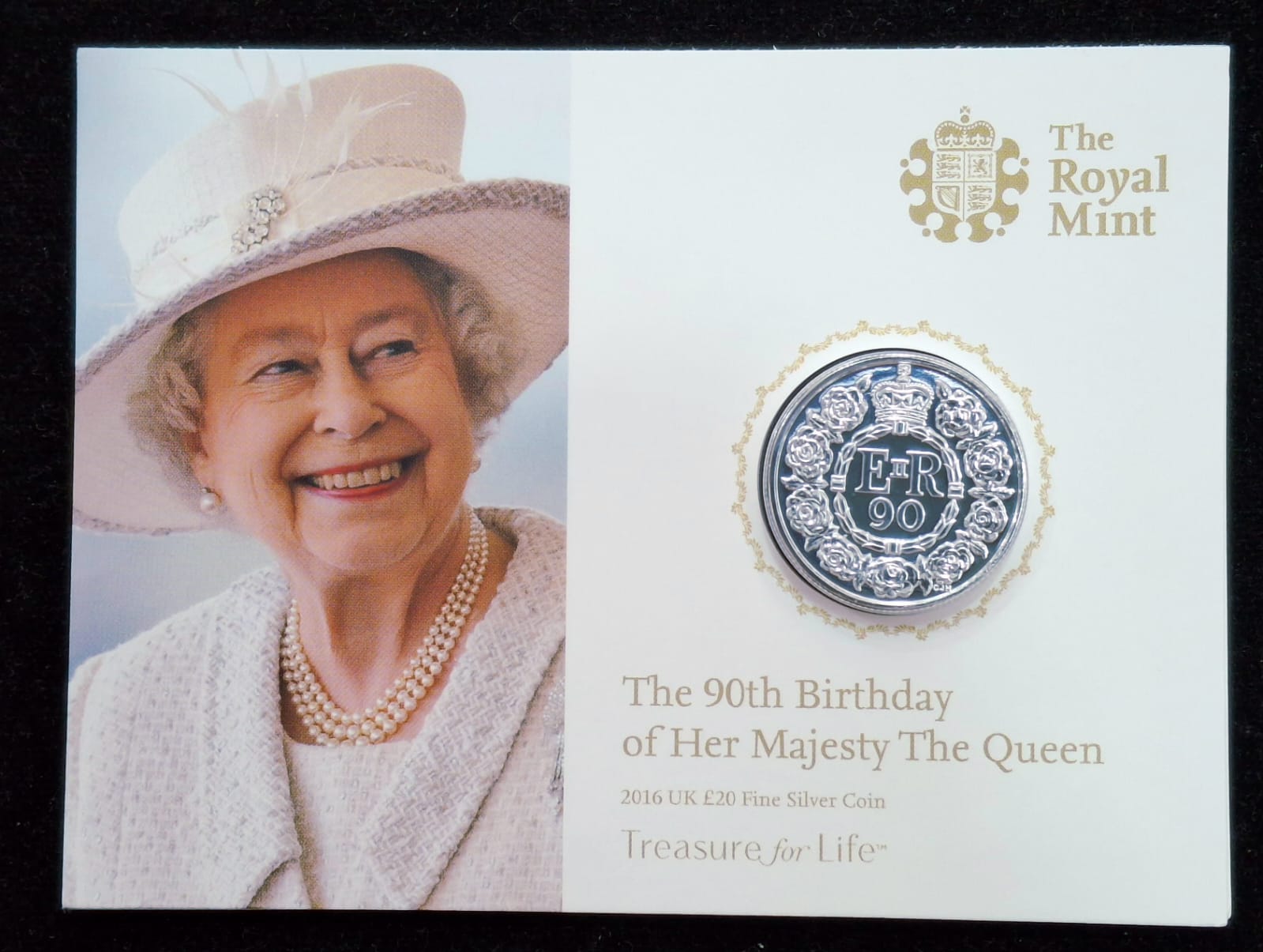 United Kingdom 20 Pounds 2016 - Queen's 90th Birthday Elizabeth II Commemorative issue Royal Mint Issue Rare Silver (Weight 15.71 g)