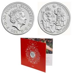 United Kingdom 20 Pounds 2016 - Elizabeth II Christmas, The Nativity Commemorative issue Royal Mint Issue Rare Silver (Weight 15.71 g)