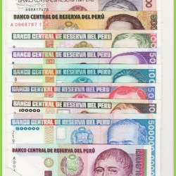Peru 11 Diffrent Bank Note Old Issue GEM UNC Mint Folder Issue