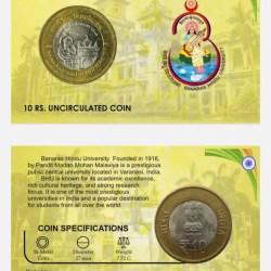 10 Rs BANARAS HINDU rare Commemorative Coin Card Special Edition