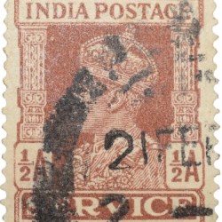 Postal Stamp of George VI 1/2 Anna Brown Colour - Used Condition as per image.