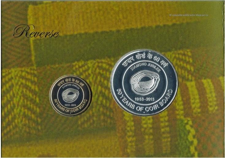 60 YEARS OF COIR BOARD (1953-2013) MUMBAI MINT 2 COINS ((PROOF SET))