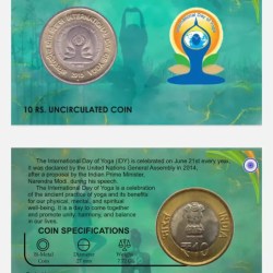 10 Rs INTERNATIONAL DAY OF YOGA rare Commemorative Coin Card Special Edition