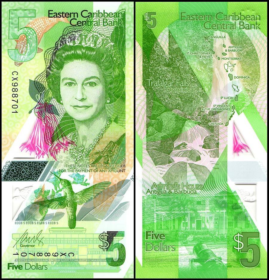 East Caribbean States 5 Dollars World Banknote 2021 ND P56 UNC Polymer Unique and Rare