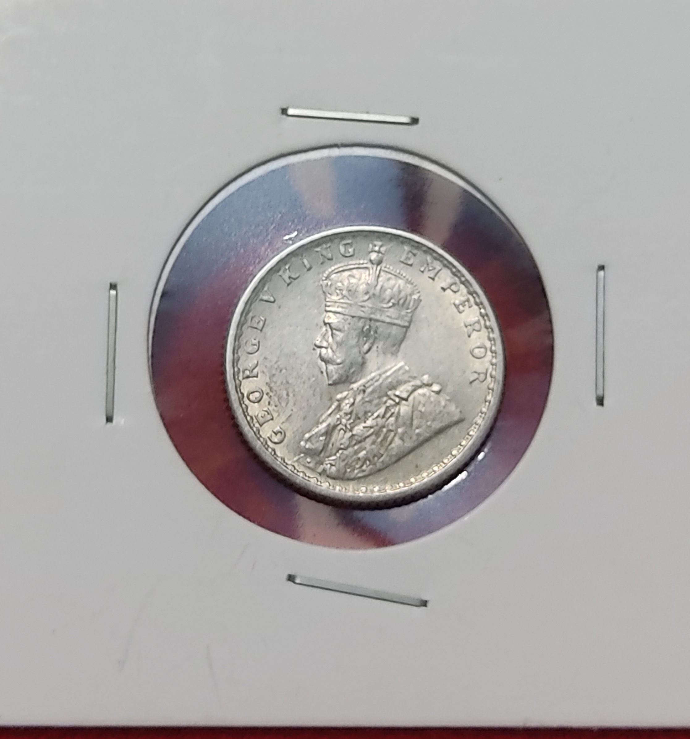 Rare 1/4 Silver Rupee George V 1912 Calcutta Mint High Condition
