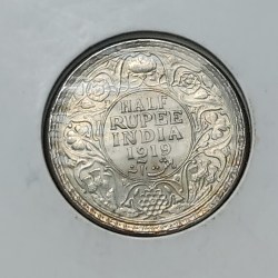 Rare Half Rupee Silver George V 1919 Bomay Mint High Condition
