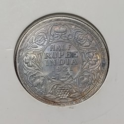 Rare Half Rupee Silver Coin George V 1921 Calcutta Mint High Condition Coin