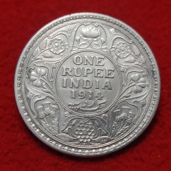One Rupee Silver Coin George V Year 1914 Bombay Mint High Condition Coin