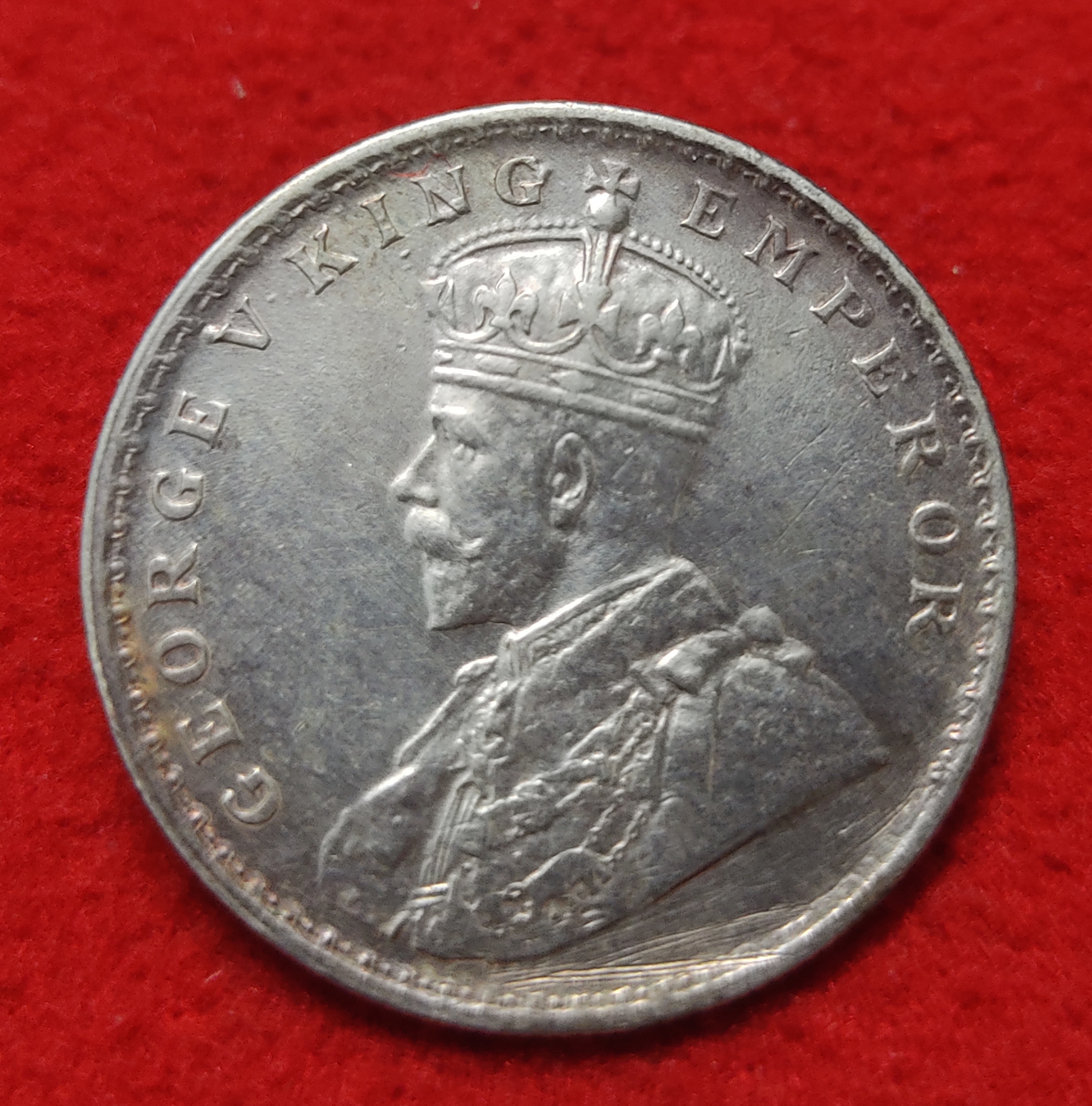 One Rupee Silver Coin George V Year 1914 Calcutta Mint High Condition