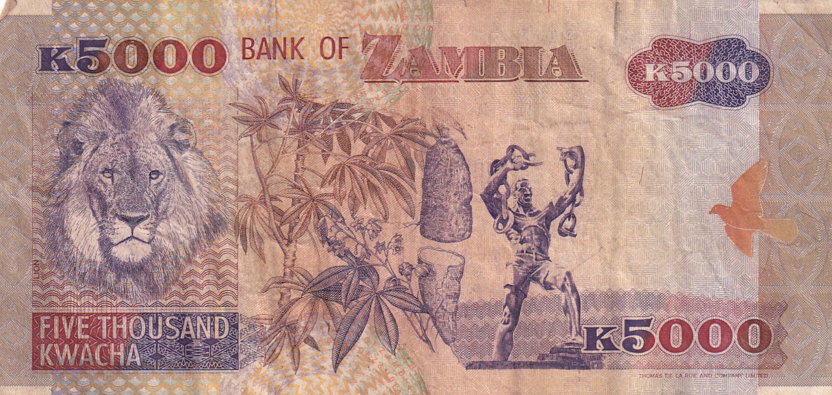 Zambia 5000 Kwacha Old Issue World Note