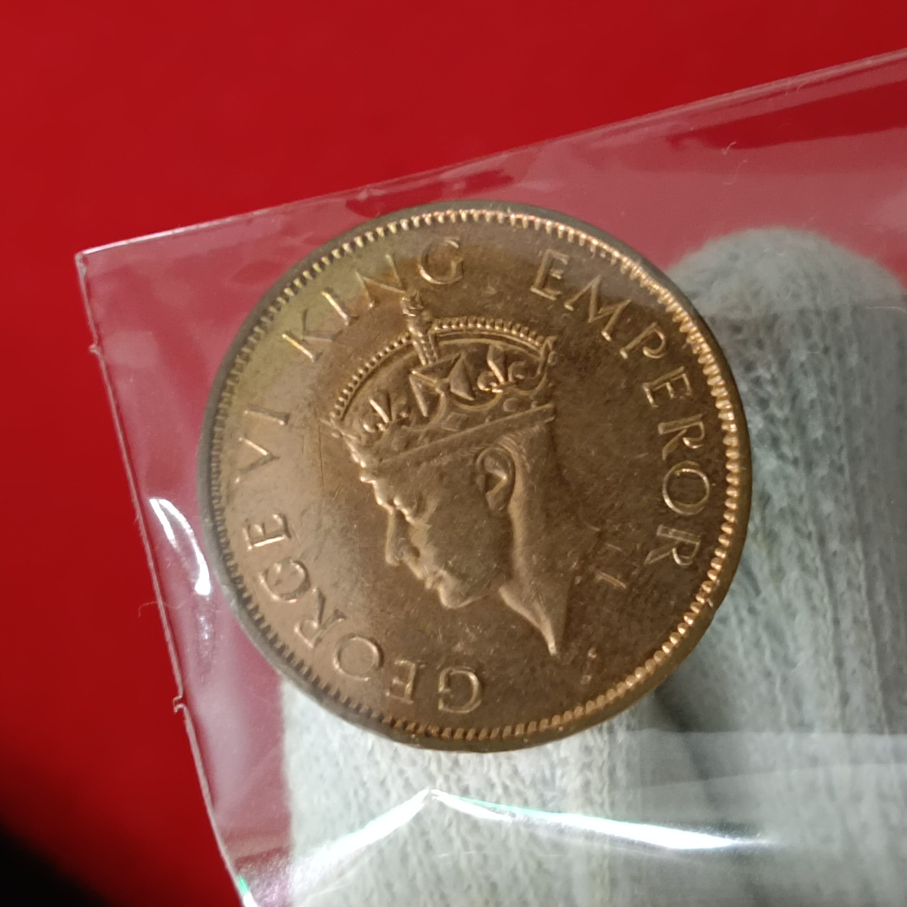 George Vi One Quarter Anna 1942 Year Aunc Condition Calcutta Mint British of India