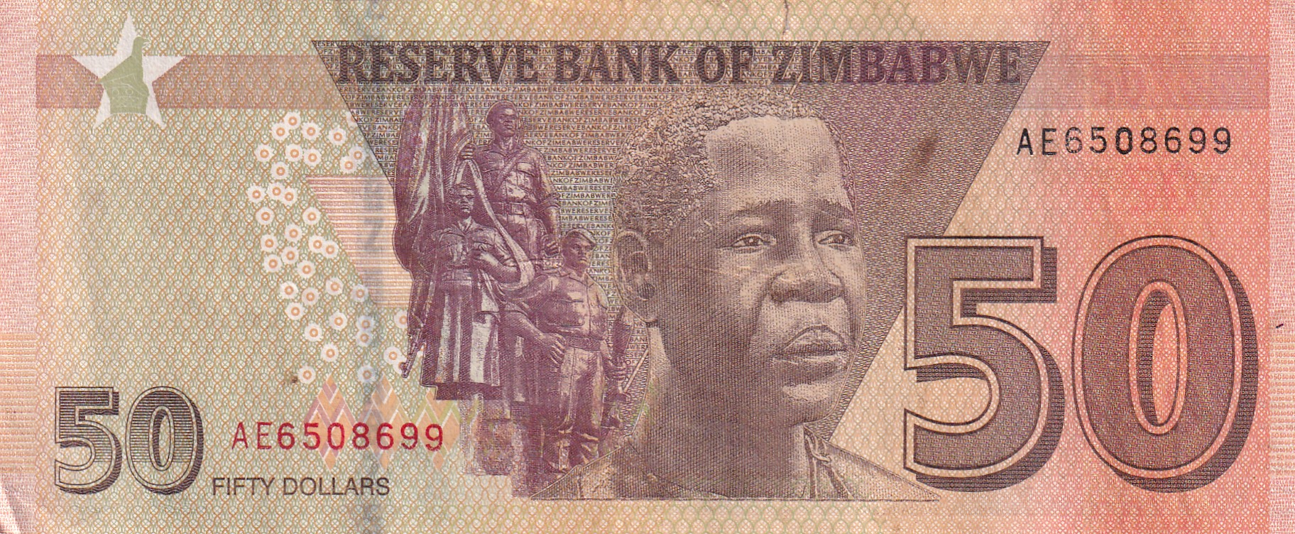 Zimbabwe Fifty Dollars Old Issue World Note