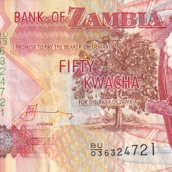 Zambia Fifty Kwacha Old Issue World Note