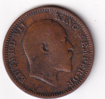 Sailana State India- British 1908 Edward Quarter Anna Extermly Rare COIN#N-365