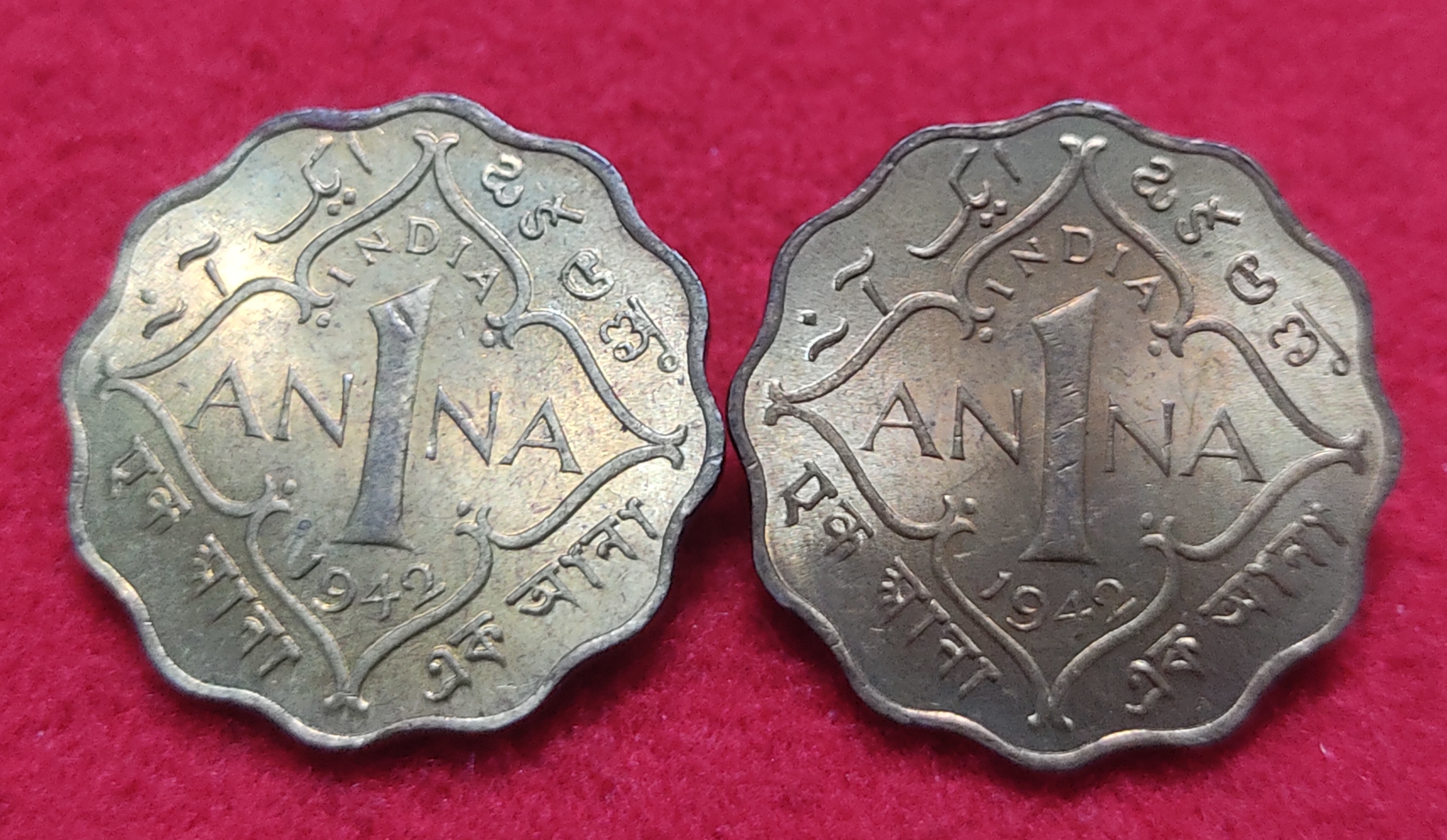 One Anna George V 1942 Calcutta Mint Each Coin Price 525