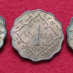 One Anna George V 1943 Calcutta Mint Each Coin Price 525
