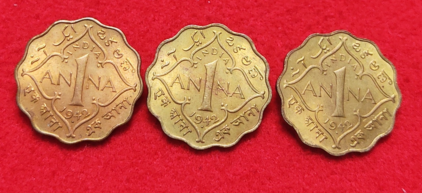 One Anna George V 1942 Calcutta Mint Each Coin 840