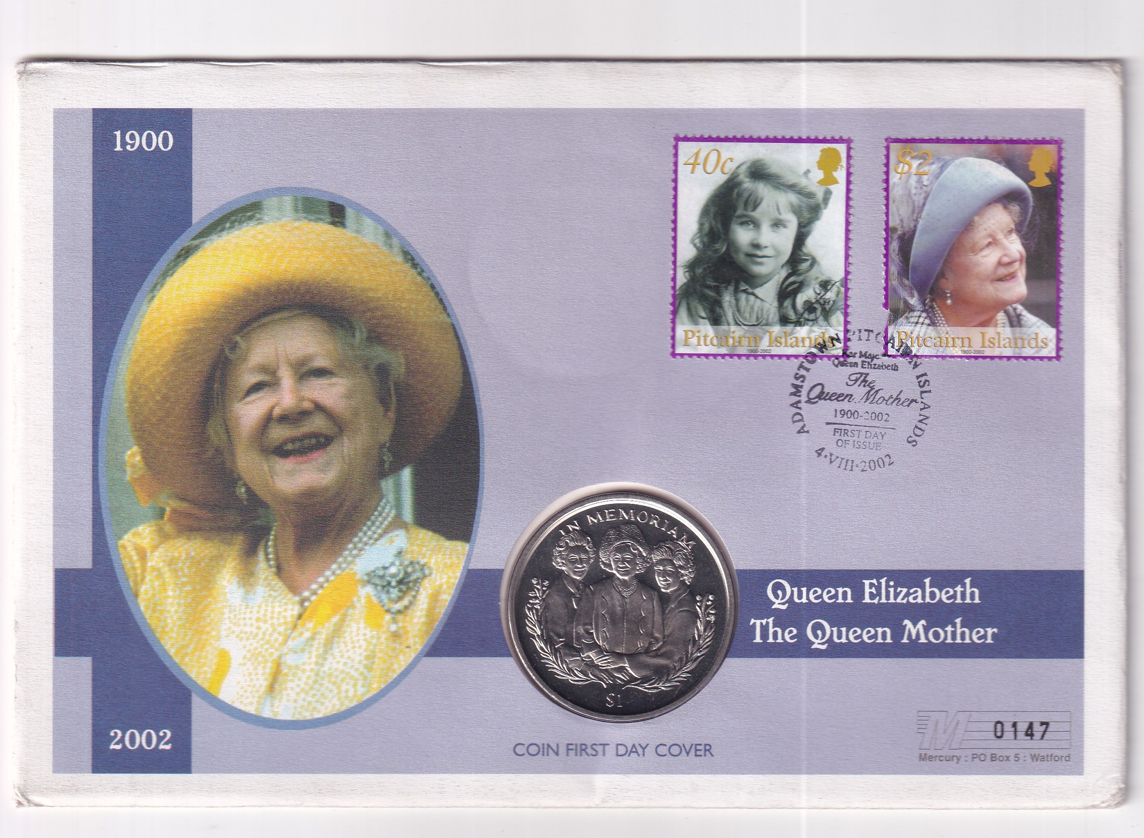 Sierra Leone 1 Dollar 2002 - *Queen Elizabeth* the Queen Mother - Commemorative Coin First DAY Cover Mint Pack GEM UNC