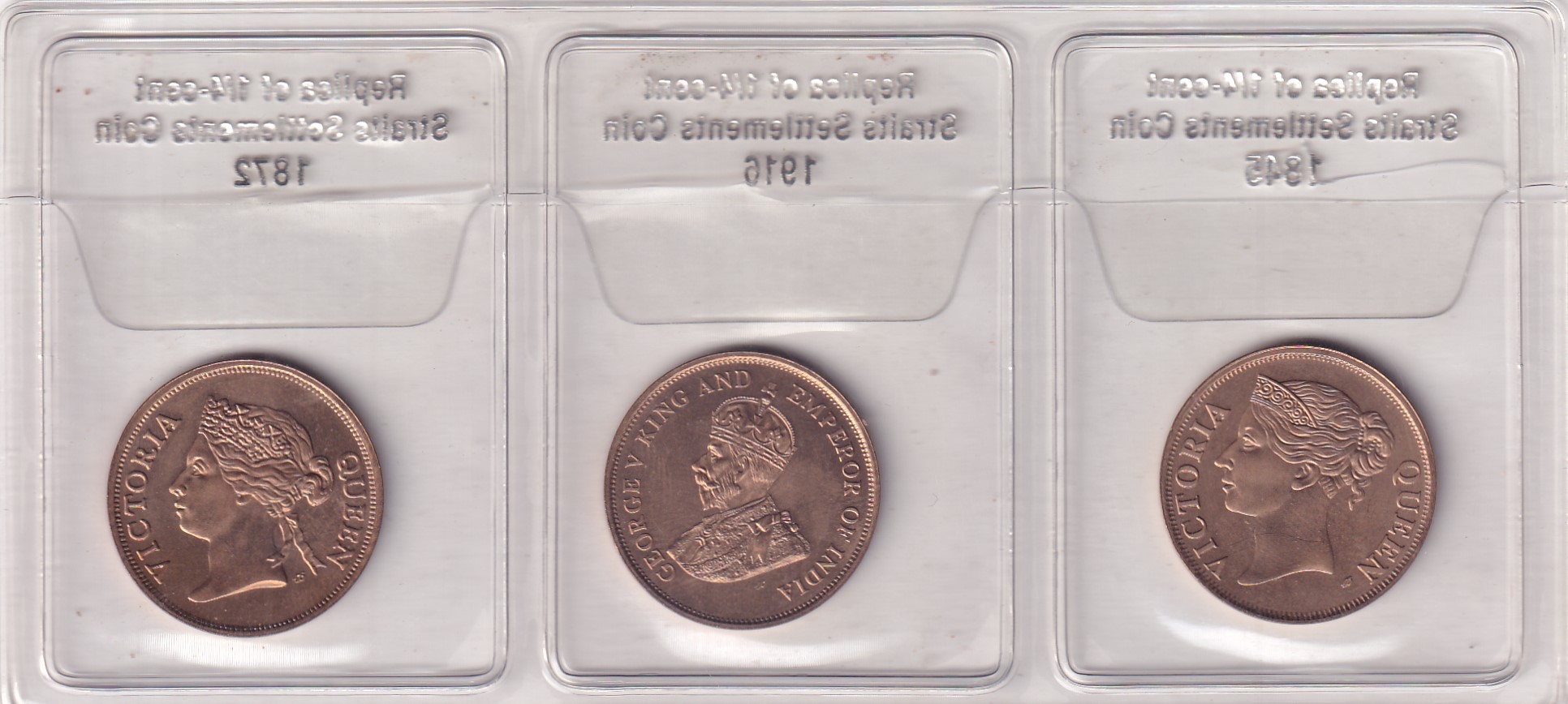 Replica of Straits Settlement Coin 1845 , 1916,1872 Mint Issue Rare Folder Pack Set