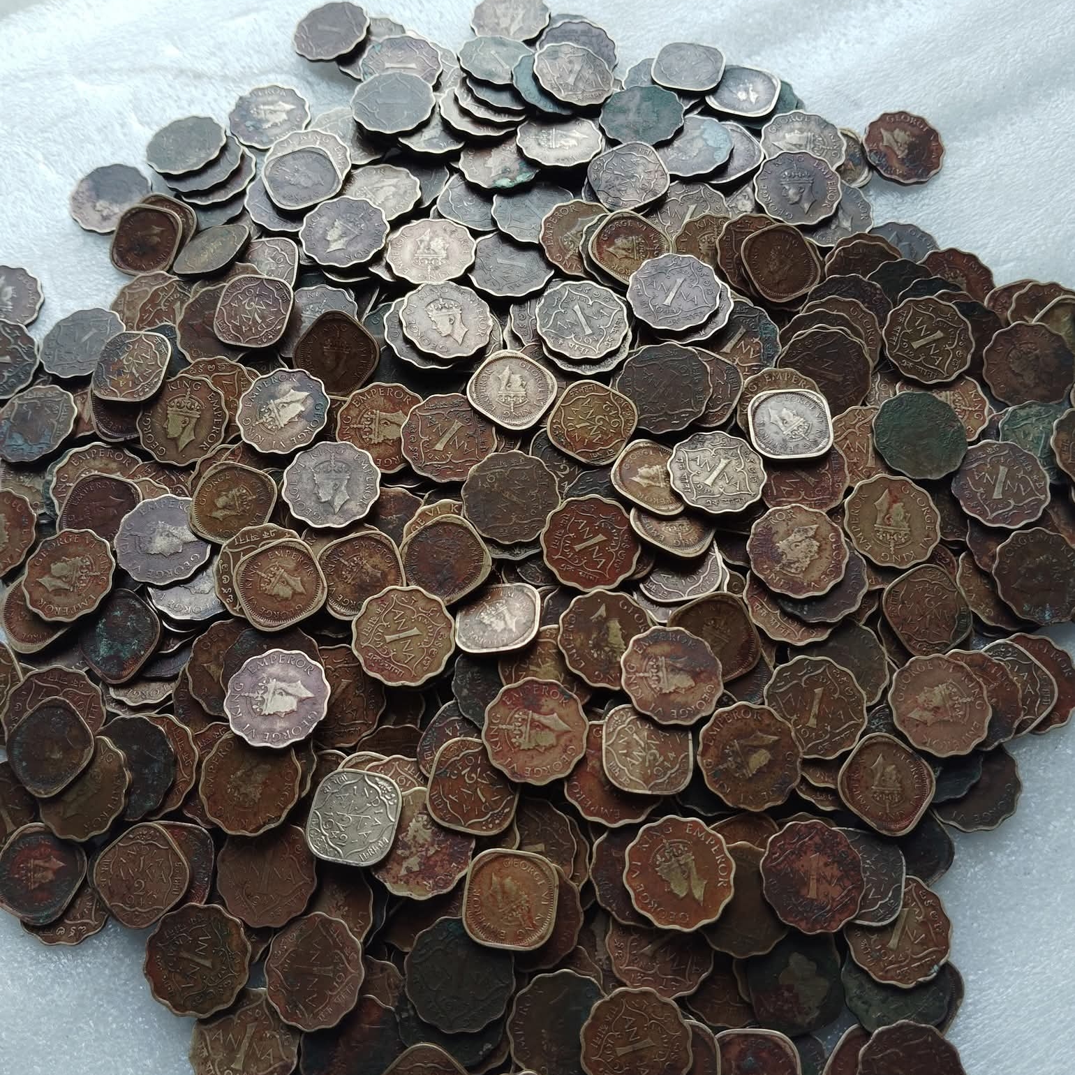 George Vi One Anna or 1/2 Half Anna Mix Years Mix Mints 100 Pcs Given British of India