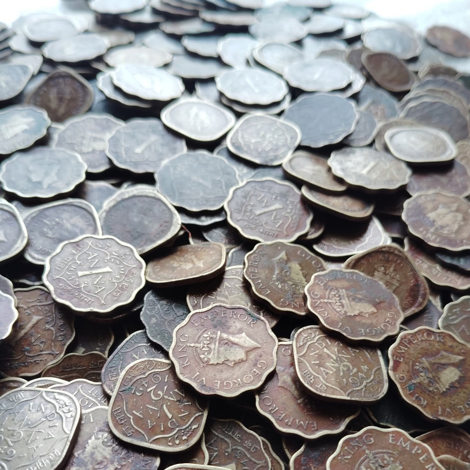 George Vi One Anna or 1/2 Half Anna Mix Years Mix Mints 100 Pcs Given British of India