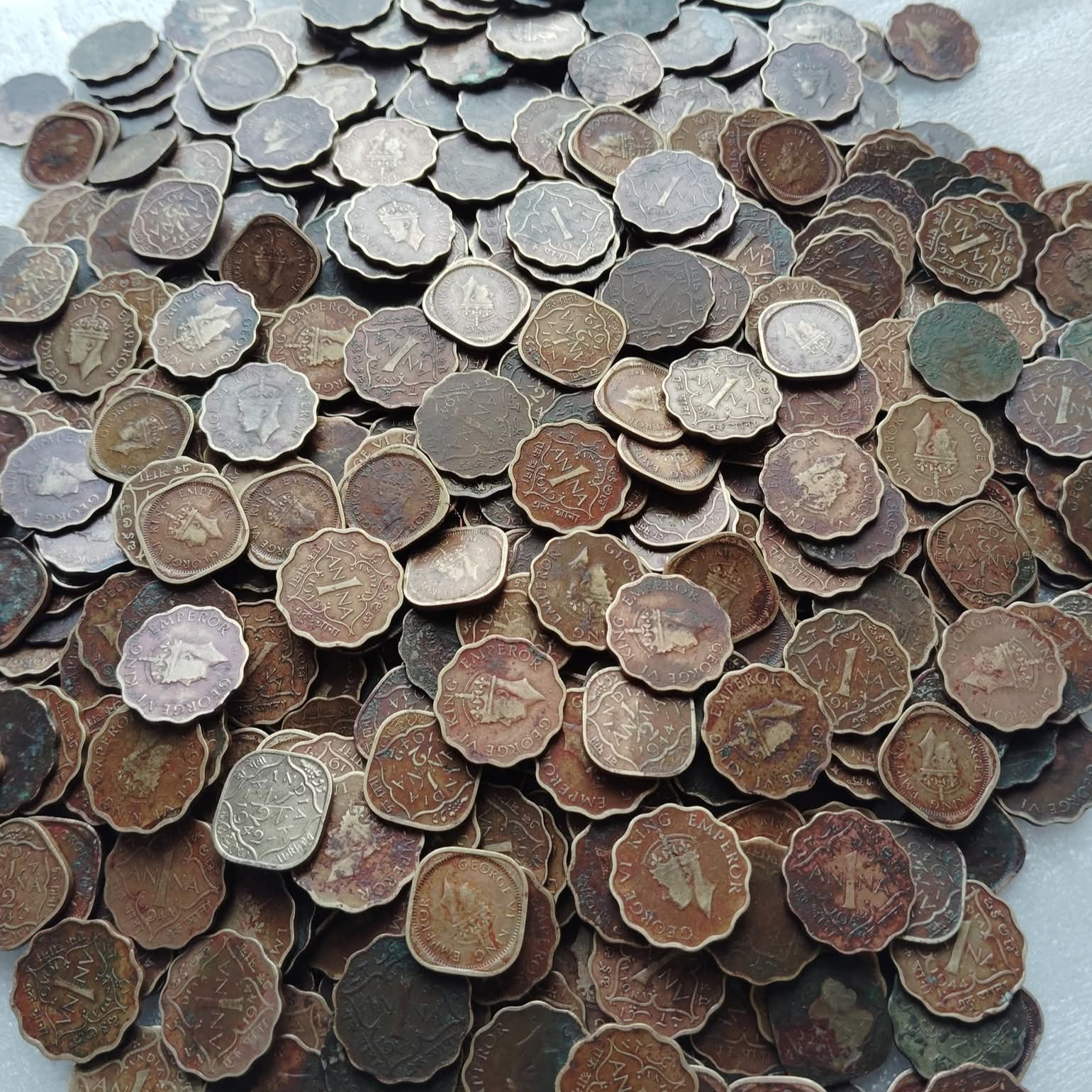 George Vi One Anna or 1/2 Half Anna Mix Years Mix Mints 100 Pcs Given British of India