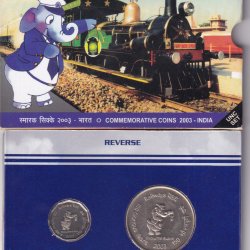 150 GLORIOUS YEARS RAILWAYS 2003 KOLKATA MINT RARE 2 COINS ((UNC SET))