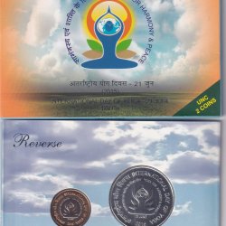 INTERNATIONAL DAY OF YOGA -21 JUNE (2015) MUMBAI MINT RARE 2 COINS ((UNC SET))