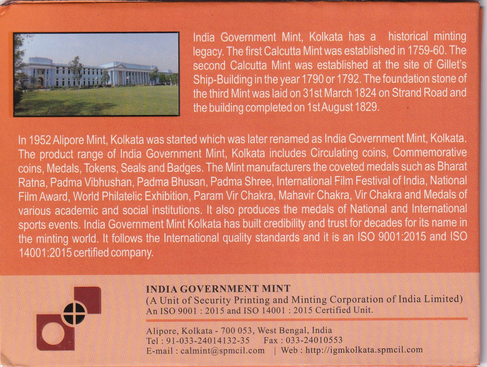 VIJAYA RAJE SCINDIA 1919-2019 KOLKATA MINT 1 COIN (UNC SET)