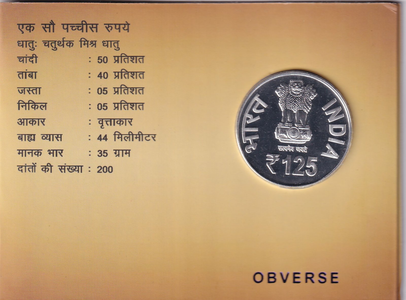 Netaji Subhas Chandra Kolkata Mint 1 Coin 125 Rupees UNC Set