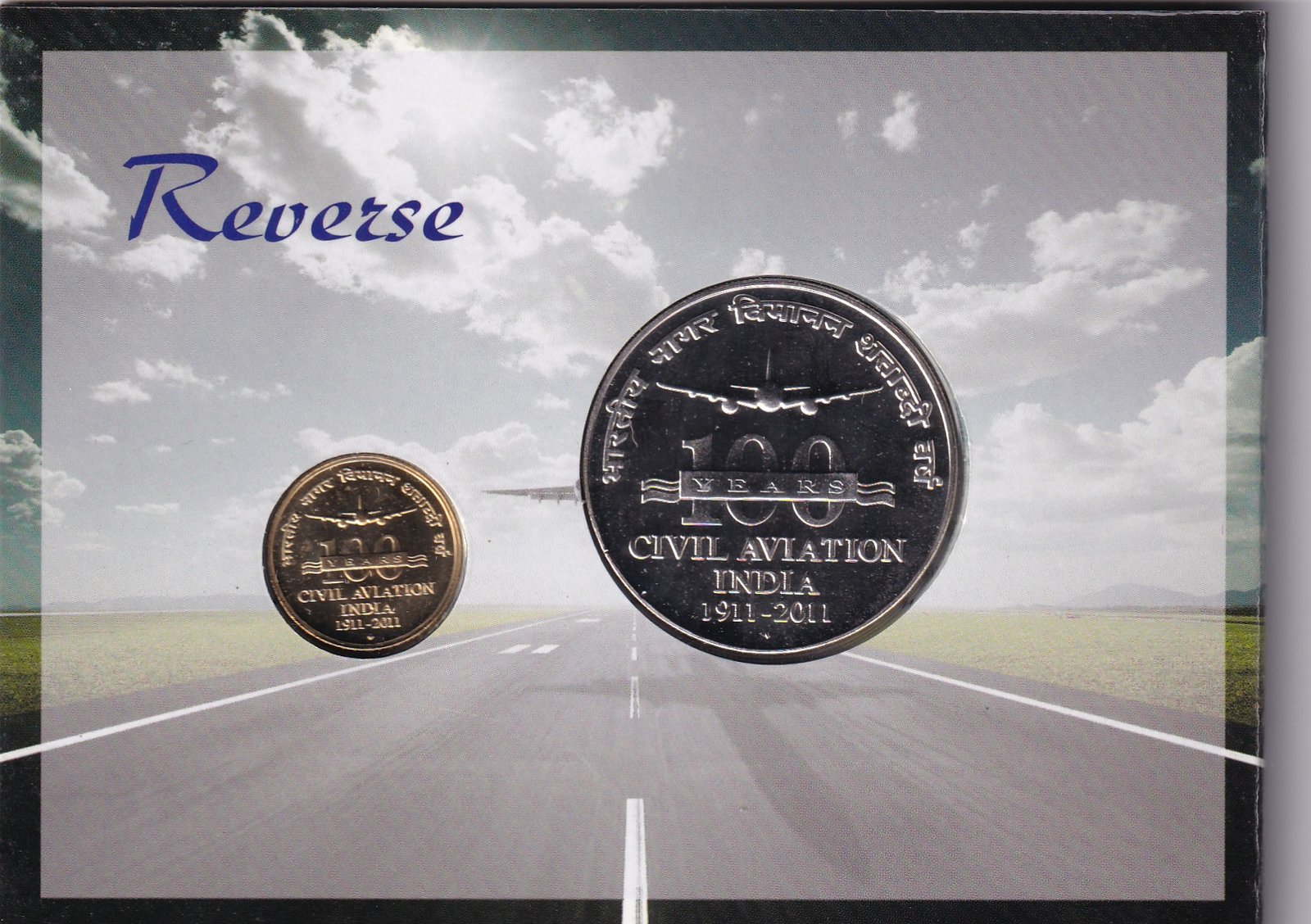 100 YEARS CIVIL AVIATION INDIA 2011 Mumbai Mint UNC SET 2 COIN