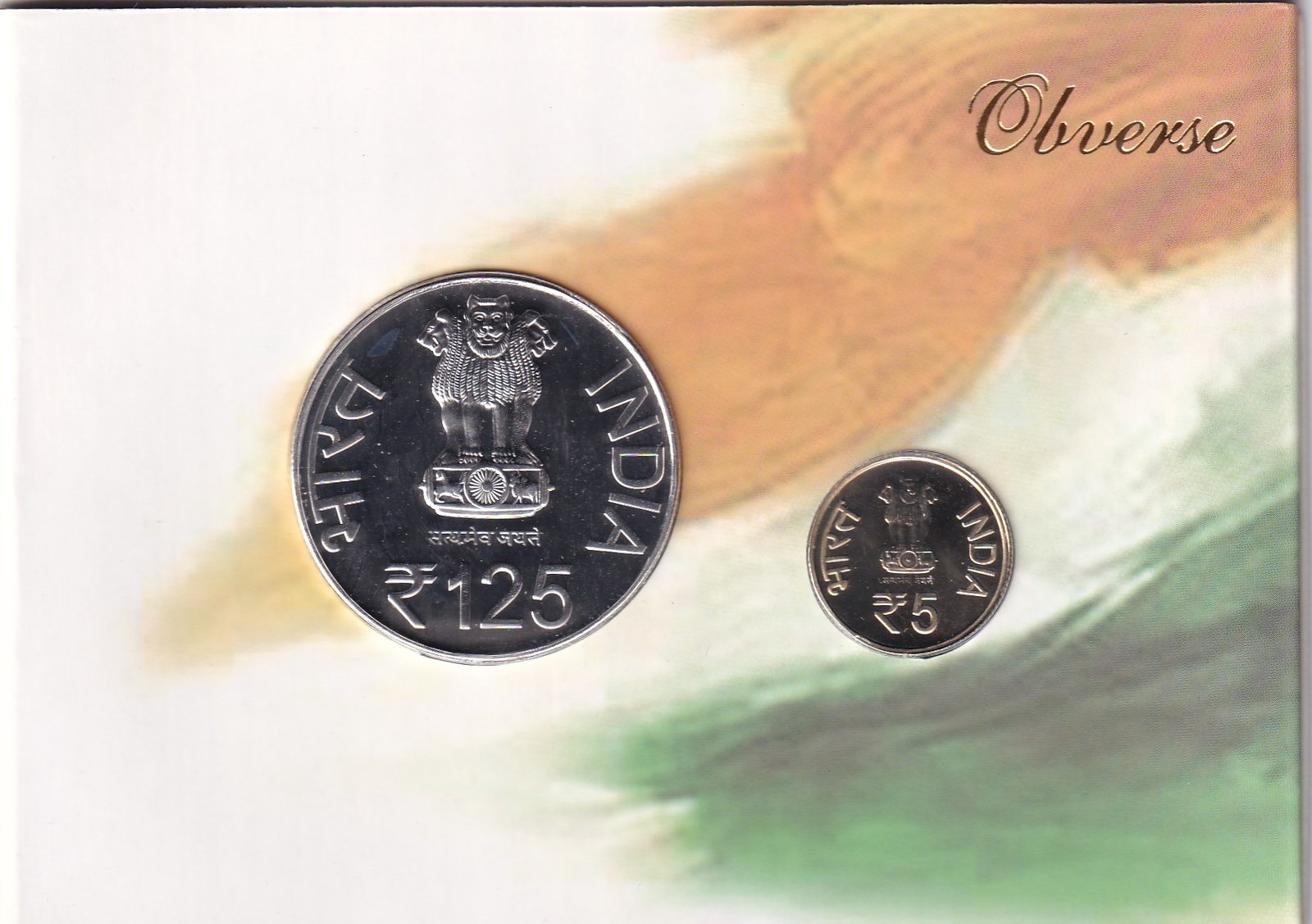 125th Birth Anniversary of Jawaharlal Nehru 2014 Mumbai Mint (2 coins) UNC set
