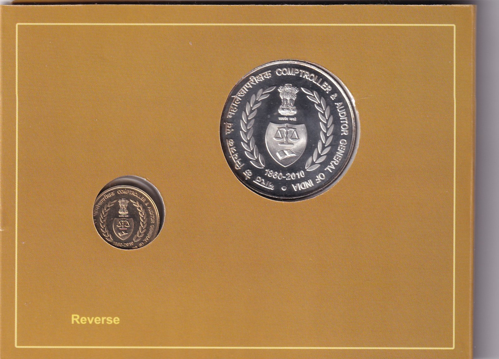 150 Years of Comptroller &  Auditor General of India (1860-2010)Kolkata Mint 2 Coin UNC Set