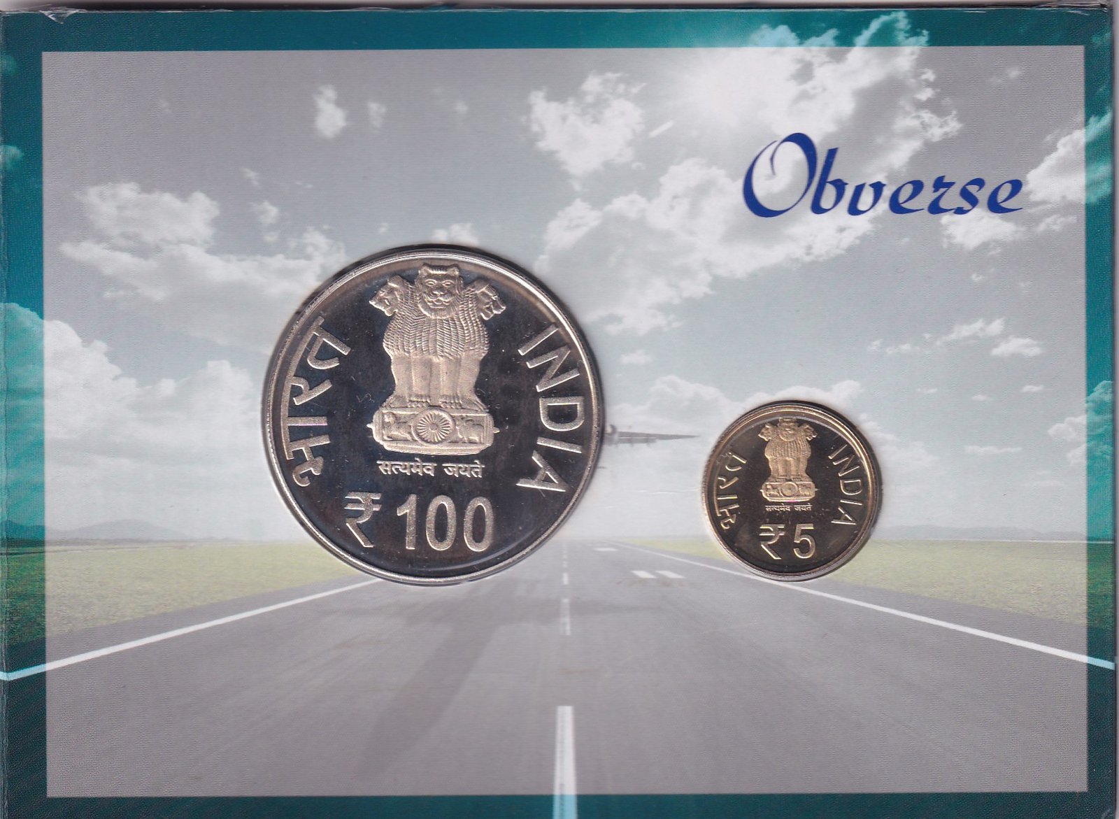 CIVIL AVIATION INDIA -2011 MUMBAI MINT 2 COIN ((PROOF SET))