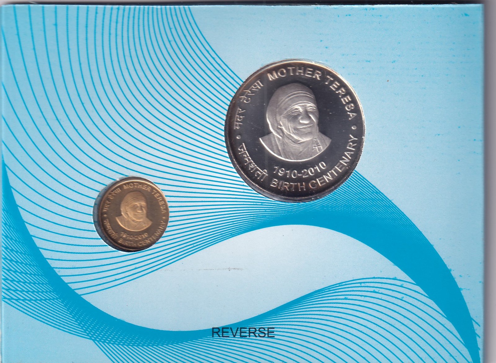 MOTHER TERESA BIRTH CENNTENARY 1910-2010 KOLKATA MINT 2 COIN ((PROOF SET))