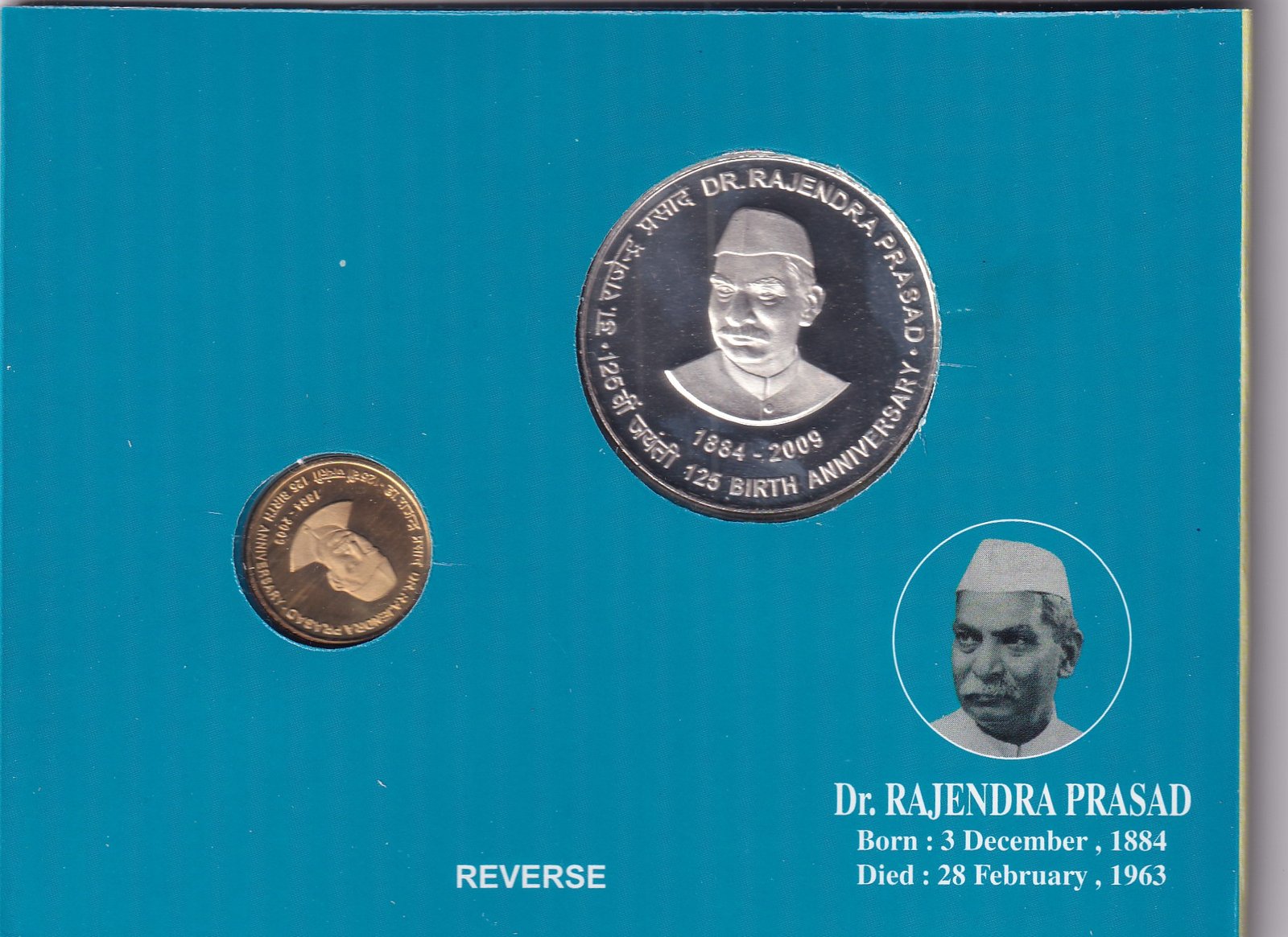 DR.RAJENDRA PRASAD 1884-2009  KOLKATA MINT 2 COINS ((PROOF SET))