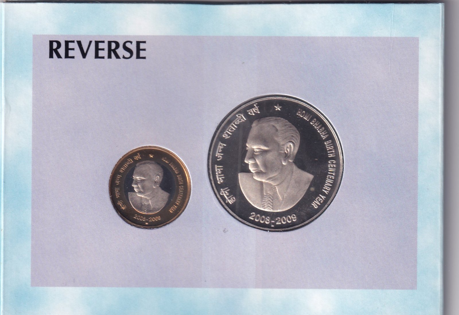 HOMI BHABHA BIRTH CENTENARY YEAR -2009 MUMBAI MINT RARE 2 COINS ((PROOF SET))
