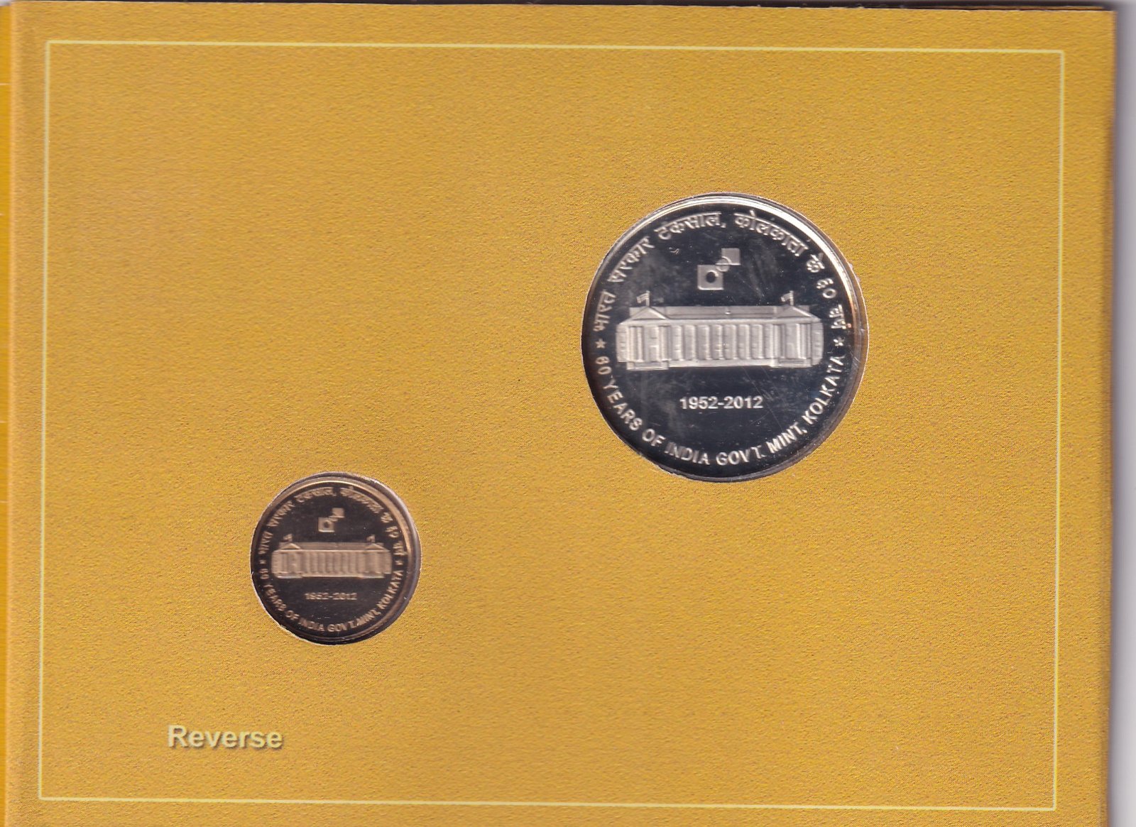 60 YEARS OF INDIA GOVT. - 2012 KOLKATA MINT RARE 2 COIN ((PROOF SET))