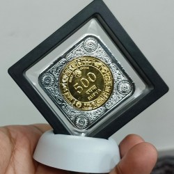 500 Ruppes bank of madras 1843 dhandhi march beautiful bymetalic medolien with box and stand